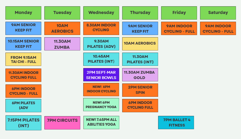 Fitness Classes from 5th August 2026